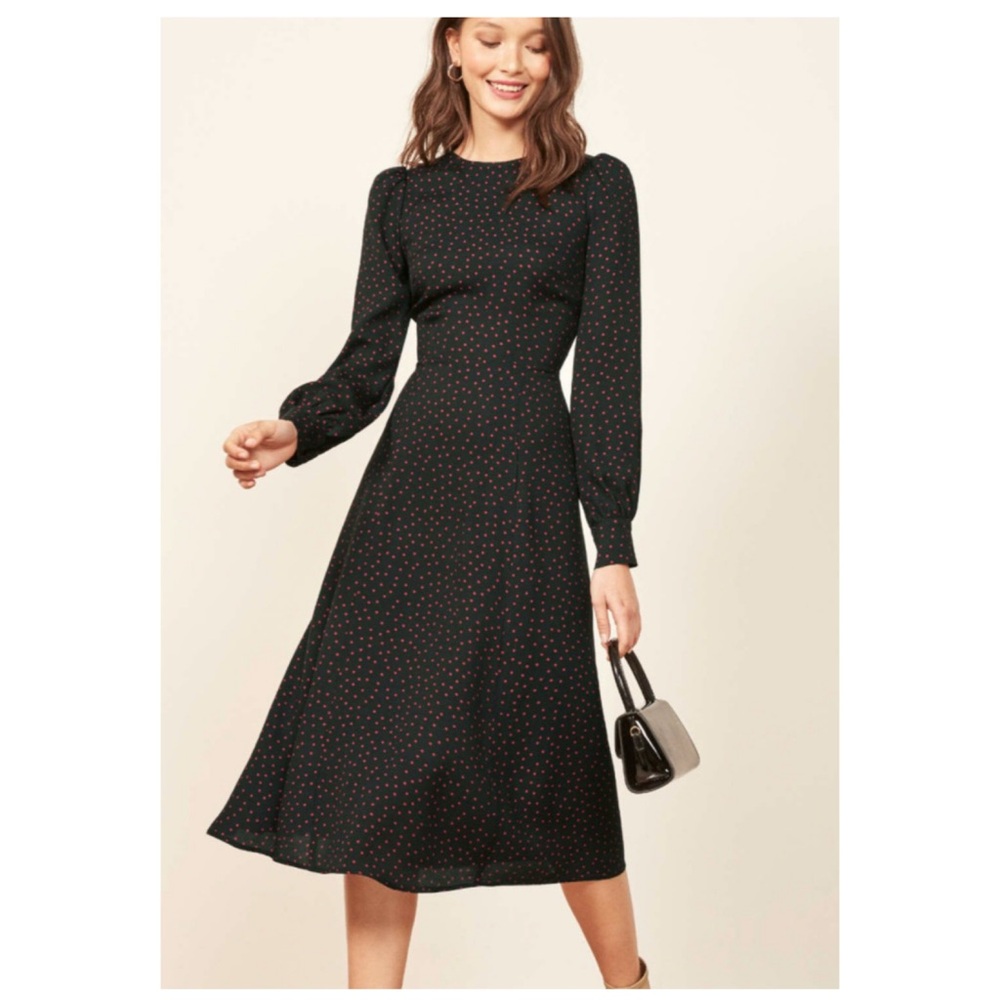 Reformation Josephine Polka Dot Midi‎ Dress 0